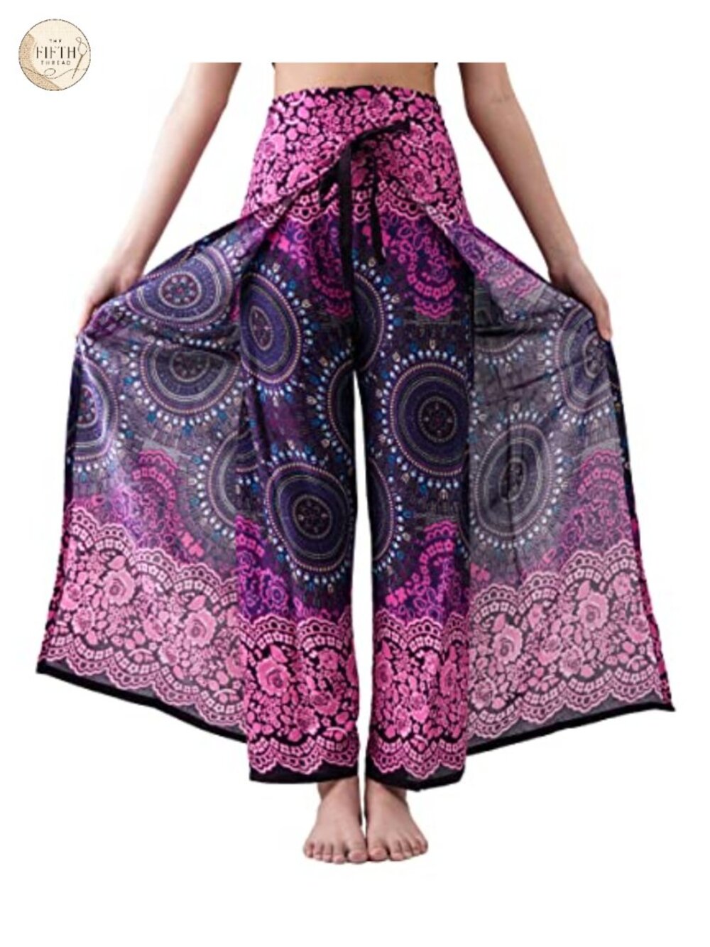 Wrap Palazzo Pants Wide Leg Tie Waist Boho Hippie Relaxed Festival